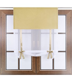 Uroczy panel ekran z woalu Vigo z kokardkami piaskowy