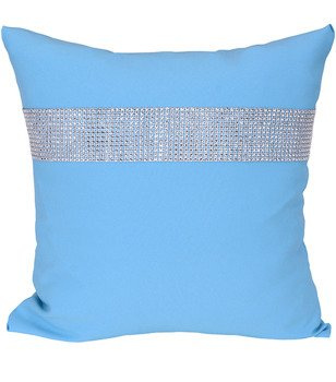 Poszewka dekoracyjna ozdobiona cyrkoniami błękitna