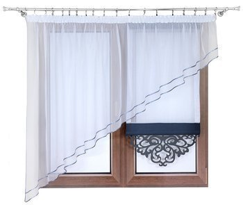 Komplet skośna firana z woalu oraz panel z ażurem Diana 2