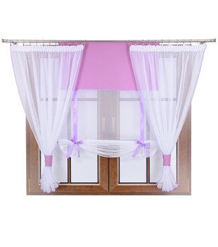 Komplet 2 firany panel z kokardkami Vigo II wrzosowy