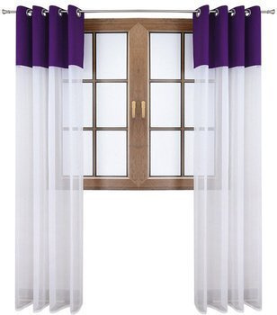 Firana duo z woalu i tkanina matowa bakłażanowa Inez II
