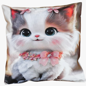 Miękka przytulna poszewka na poduszkę dla dzieci ze zwierzątkami Kotek