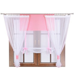 Komplet 2 firany panel z kokardkami Vigo II pastelowy róż
