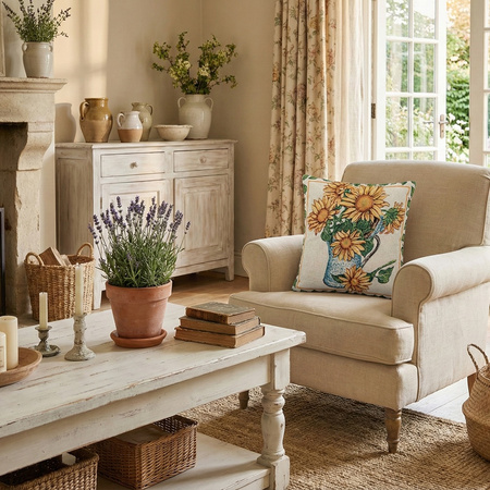 Poszewka dekoracyjna gobelinowa z motywem kwiatów słonecznika