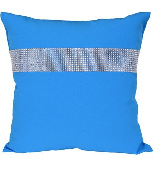 Poszewka dekoracyjna ozdobiona cyrkoniami niebieska