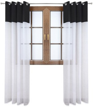 Firana duo z woalu i tkanina matowa czarna Inez II