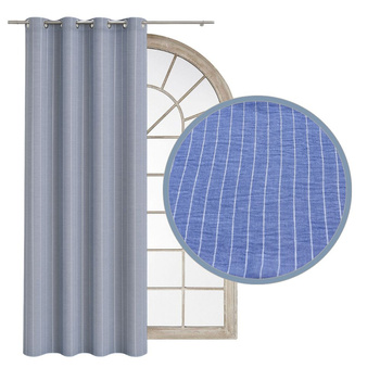 Zasłony z naturalnego lnu w prążki elegancka lniana zasłona niebieski len w paski