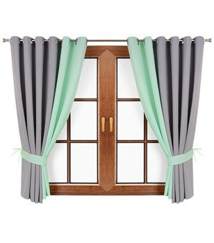 Komplet zasłon szarych duo miętowe Areta III wzór 2