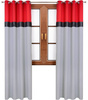 Zasłona matowa Ariel II jasno szara pas czerwony z cyrkoniami