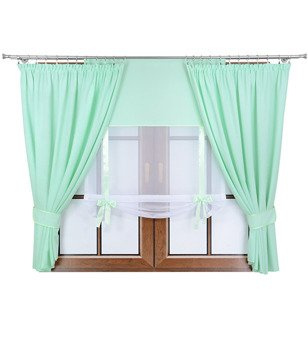 Komplet dwie zasłony panel z kokardkami Vigo III miętowy