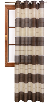 Elegancka zasłona w pasy brąz ecru wzór 12 Sale S47
