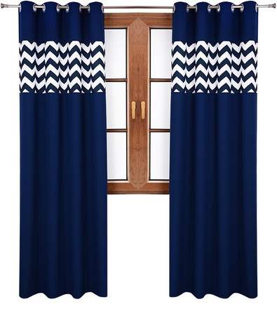 Zasłona matowa duo zygzaki Cindy wzór B5 granatowa