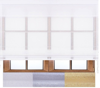 Roleta rzymska błyszcząca z połyskującego sable Riko biała srebrna złota