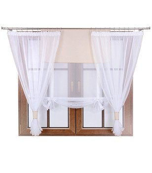 Komplet 2 firany panel z kokardkami Vigo II kremowy