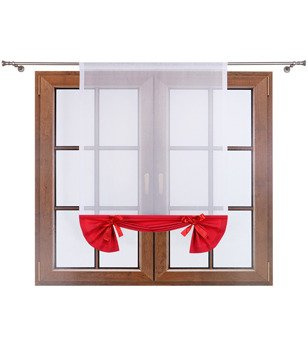 Uroczy panel z woalu dół matowy i kokardki Demi II czerwony