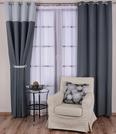 Zasłona matowa duo spięta podwiązką Hitomi wzór 7