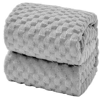 Gruby koc wytłaczany wzór efekt 3D narzuta pled na łóżko kanapę miękki szary