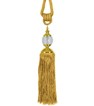 Ekskluzywny chwost do zasłon z kryształem złoty wzór 20