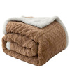 Gruby koc z barankiem narzuta pled ciepły dwustronny  wytłaczany brązowy