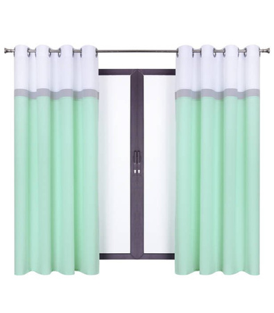 Urocza zasłona trio miętowa pas szary biały Maiko wzór 2