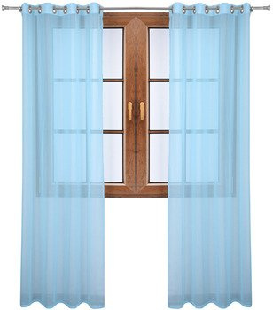 Klasyczna firana zasłona z woalu błękitna