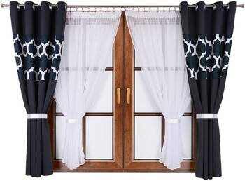 Komplet zasłony grafitowe duo maroko A2 dwa kokony z woalu Cindy 3