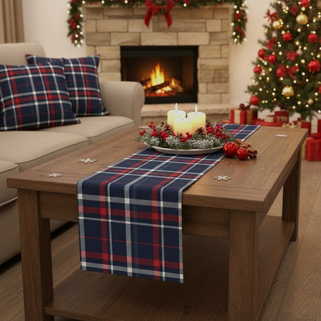 Poszewka świąteczna w kratkę granatowo bordowa na poduszkę dekoracja boże narodzenie