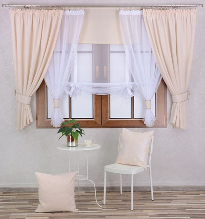 Komplet 2 firany panel z kokardkami Vigo II błękitny