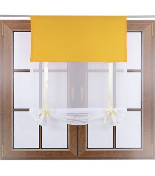 Uroczy panel ekran z woalu Vigo z kokardkami mocny zółty