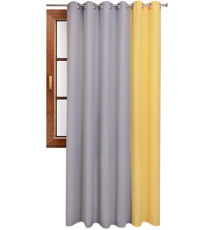 Zasłona szara z podwiązką duo żółte Areta wzór 1