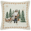 Świąteczna poszewka gobelinowa w stylu rustykalnym mikołaj w zimowym lesie