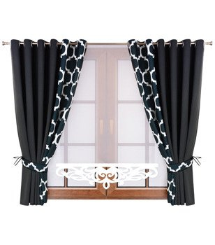 Komplet zasłon duo z panelem i ażurem  Areta IV wzór 8