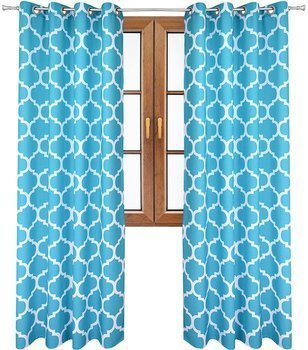 Zasłona w wzory Rubi turkusowe maroko wzór A4