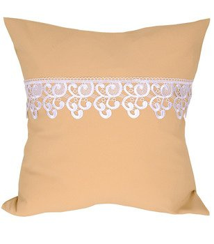 Poszewka z tkaniny matowej  ozdobiona gipiurą piaskowa