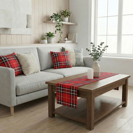 Poszewka w kratę czerwono bordowa na poduszkę klasyczna dekoracja 