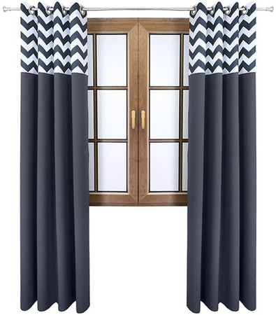 Zasłona grafitowa matowa  duo zygzaki Rubi 2 wzór B2