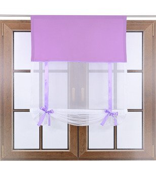 Uroczy panel ekran z woalu Vigo z kokardkami wrzosowy