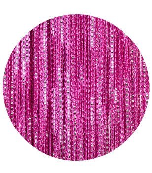 Makaron sznurki z wplecioną srebrną taśmą ciemny różowy