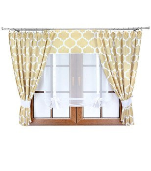 Komplet 2 zasłony beżowe maroko A3 panel z kokardkami Rubi IV