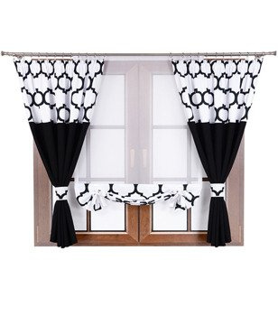 Komplet zasłon z panelem czarny duo maroko A7 Rubi IX