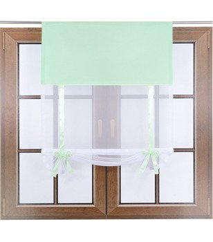 Uroczy panel ekran z woalu Vigo z kokardkami miętowy