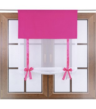 Uroczy panel ekran z woalu Vigo z kokardkami ciemny różowy