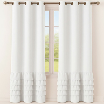 Elegancka zasłona gładka matowa z falbanami Carmen biała