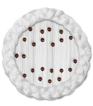 Makaron sznurki z koralikami biały z brązowymi kulkami