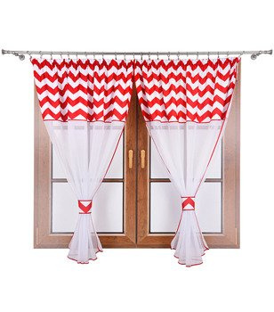 Firana dwa kokony z woalu i tkaniny w zygzaki Elin II B4