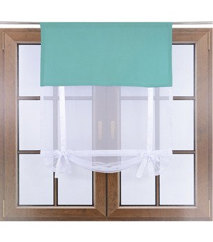 Uroczy panel ekran z woalu Vigo z kokardkami turkusowy