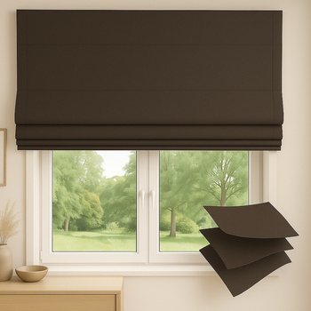 Roleta rzymska zaciemniająca do 100 % blackout na wymiar ciemno brązowa