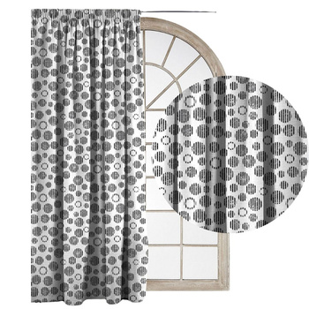 Zasłona Glam aksamitna welurowa wzory art deco biało czarne koła G12 welwet