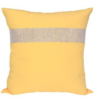 Poszewka dekoracyjna ozdobiona cyrkoniami jasno żółta