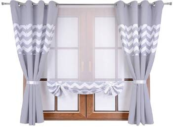 Komplet zasłony duo zygzaki szare B1 panel z woalu Cindy 5